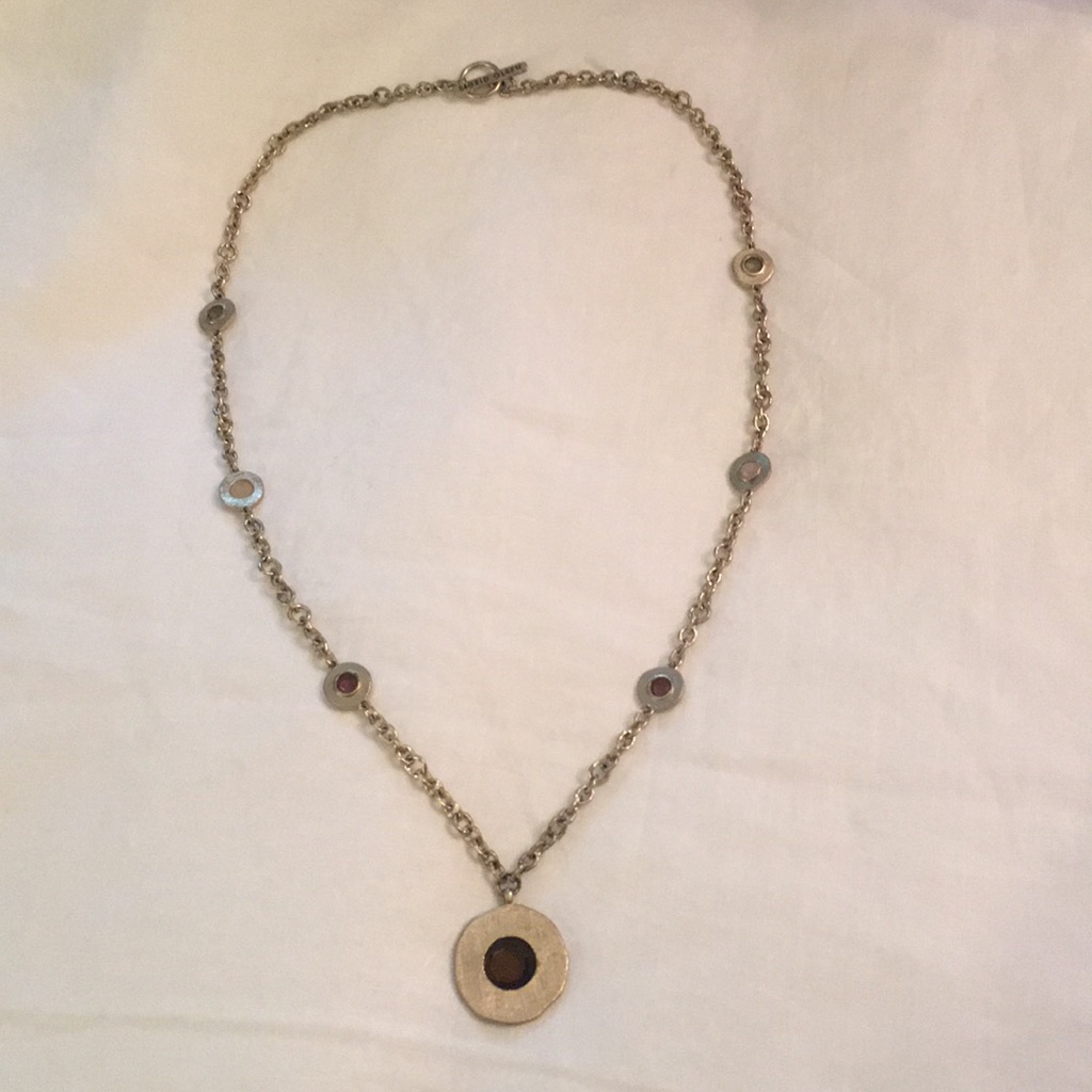 Sigrid Olsen Boho Gold Disc W/Stones Necklace 16” Relatively Rare